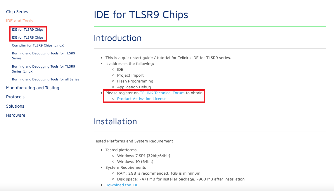 IDE for TLSR9 chips