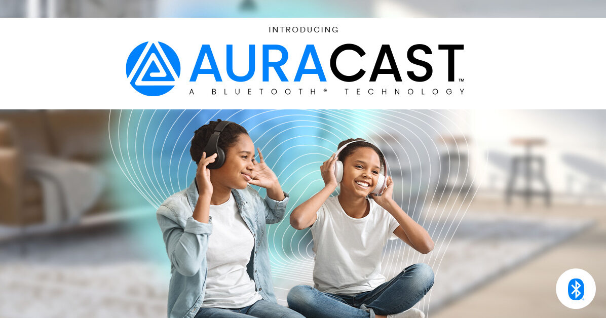 Two children listen to Bluetooth audio headphones